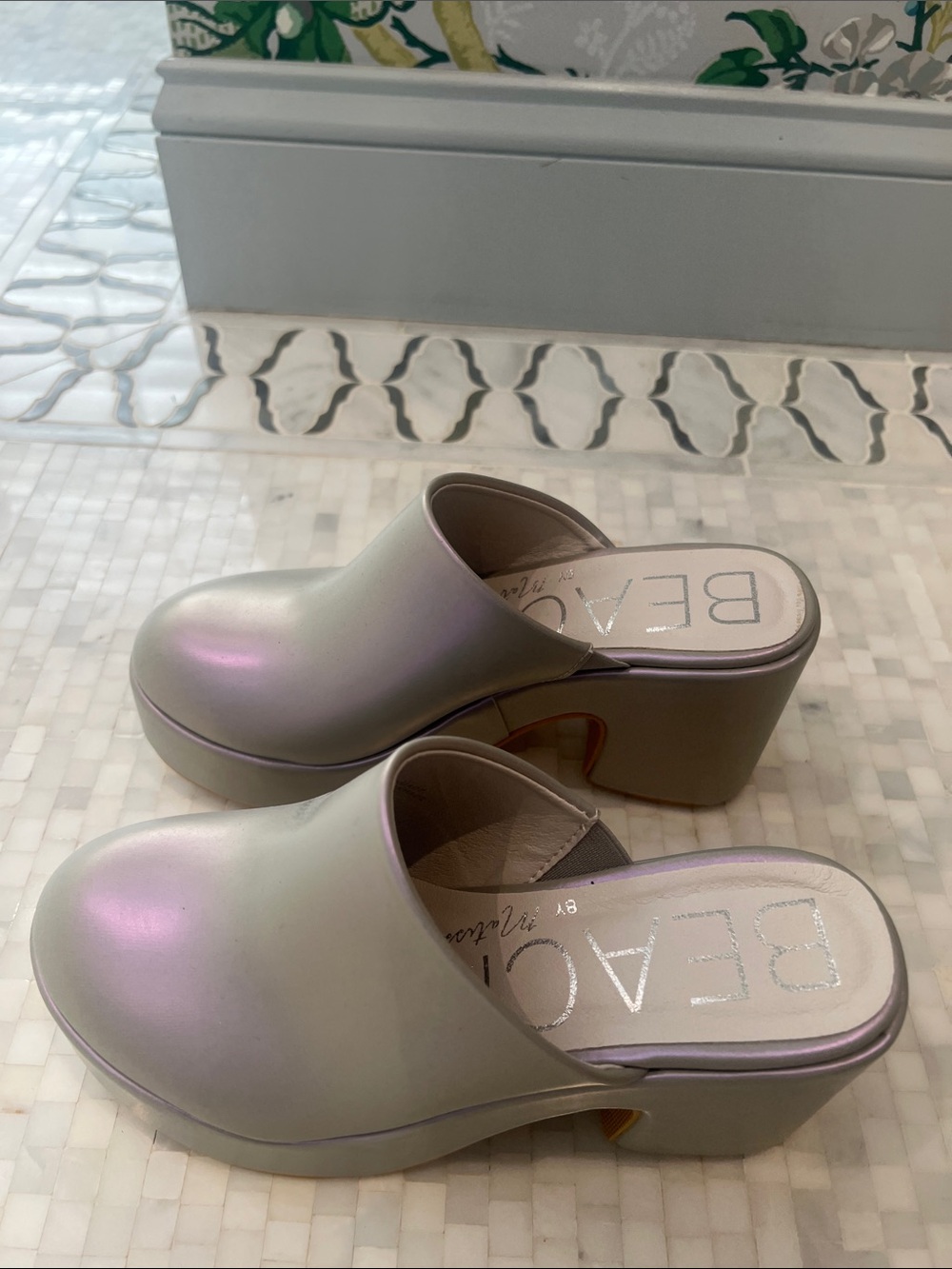 Matisse Iridescent Pearl Slip-On Platform Clogs